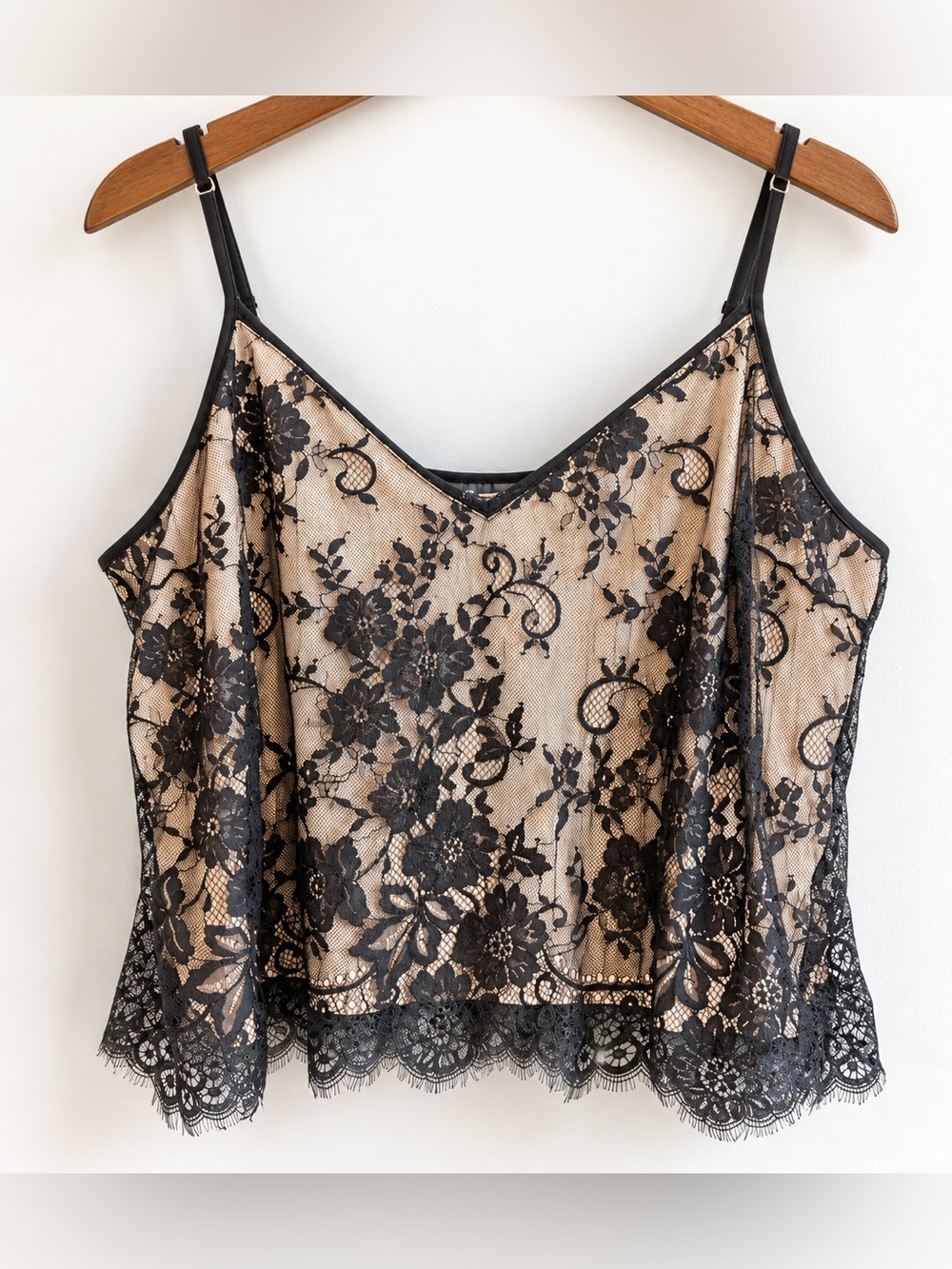 INC XXL Black Lace Cami Top Dark Feminine Romantic Goth 90s Lingerie Academia